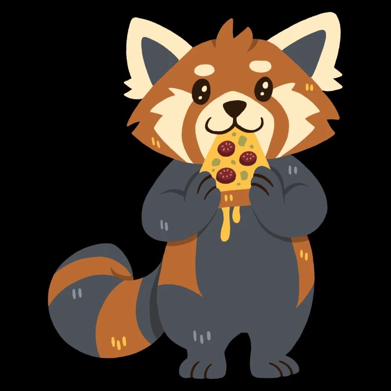 Panda roux avec pizza