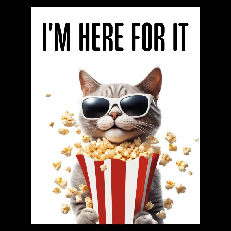 I am here for it cat popcorn
