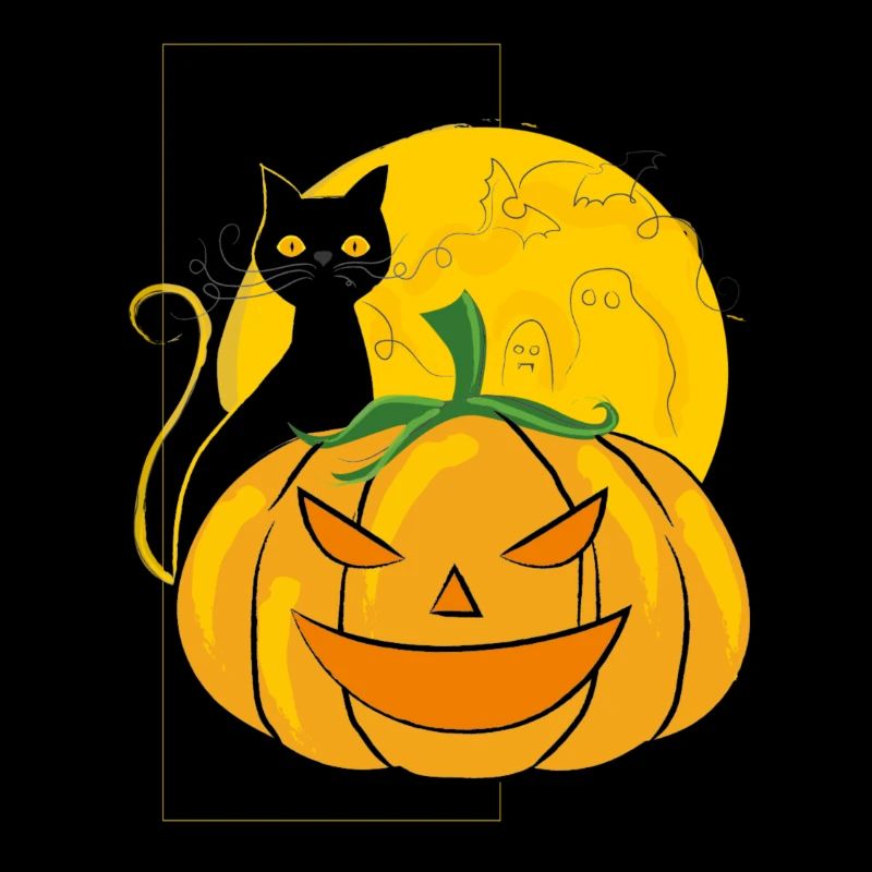 Pumpkin and black cat Halloween