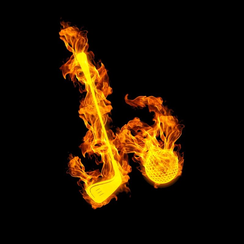 Feuer Golfer Golfball und Schläger