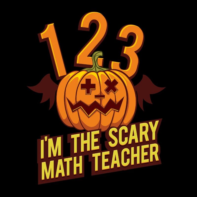 Mathematics teacher calculating Halloween pumpkin numbers