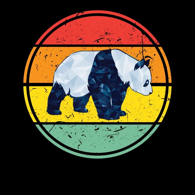 Retro Panda Pandabär Polygon Shirt