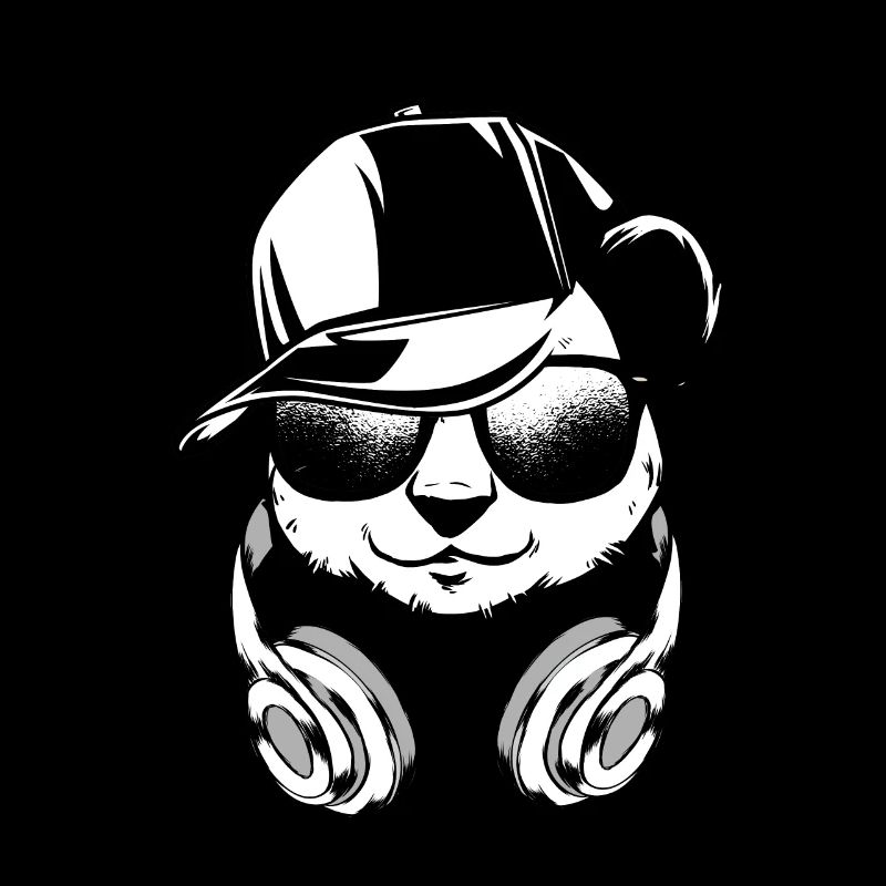 Panda mit Kopfhörer und cooler Sonnen Brille