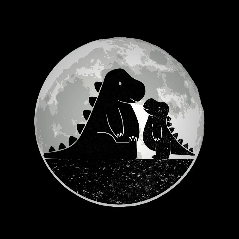 Papa et bébé T-Rex sur la Lune