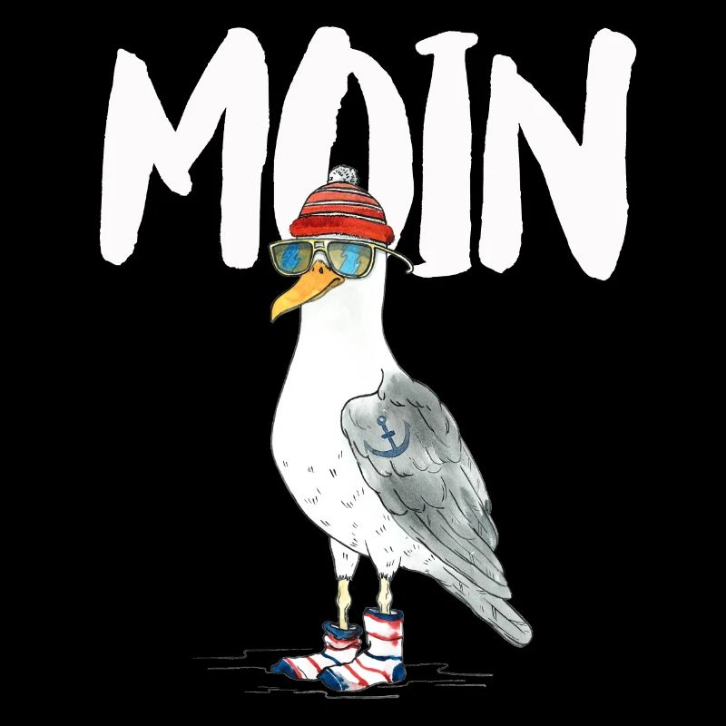 PLATTDEUTSCHER SPRUCH MIT MÖWE