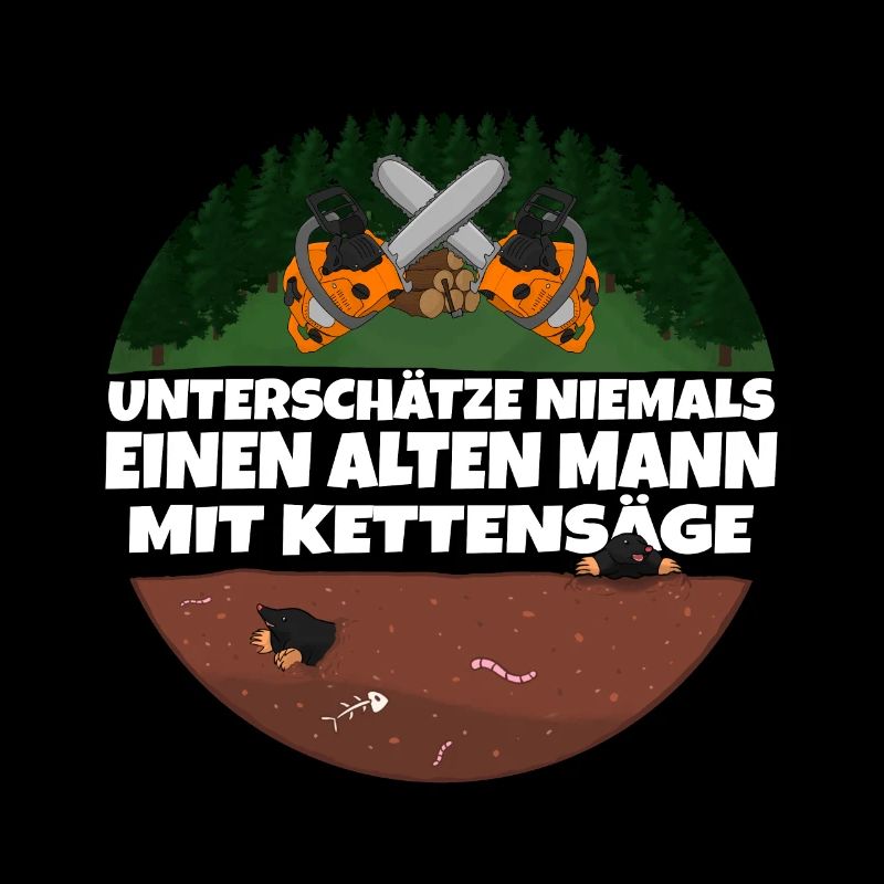 Kettensäge Alter Mann mit Säge