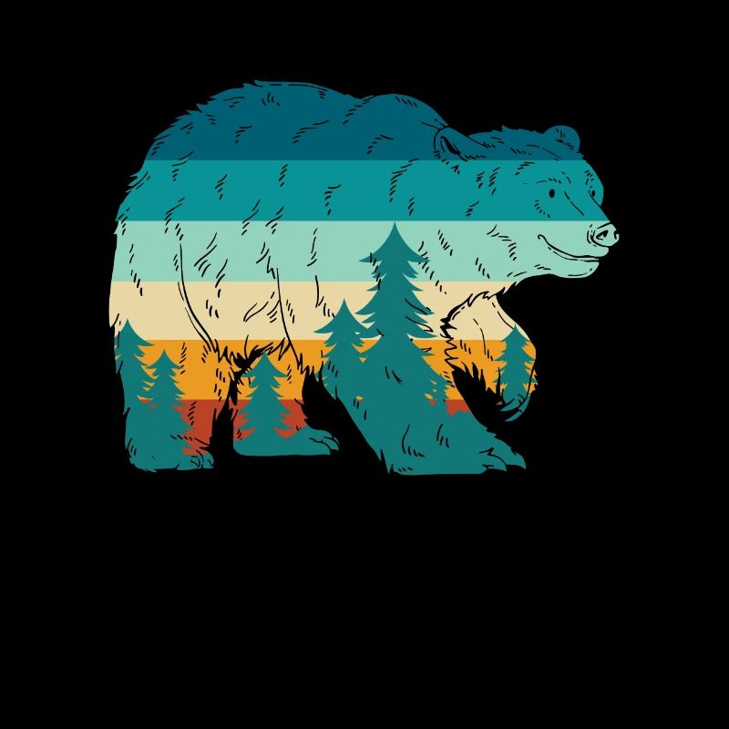 Bear Retro Forest Nature Wanderer Forester Gift