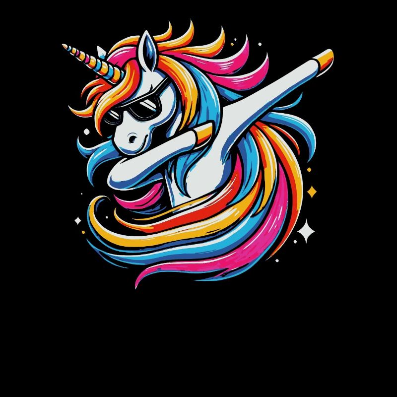 Regenbogen Einhorn mit Sonnenbrille Comic Kunst