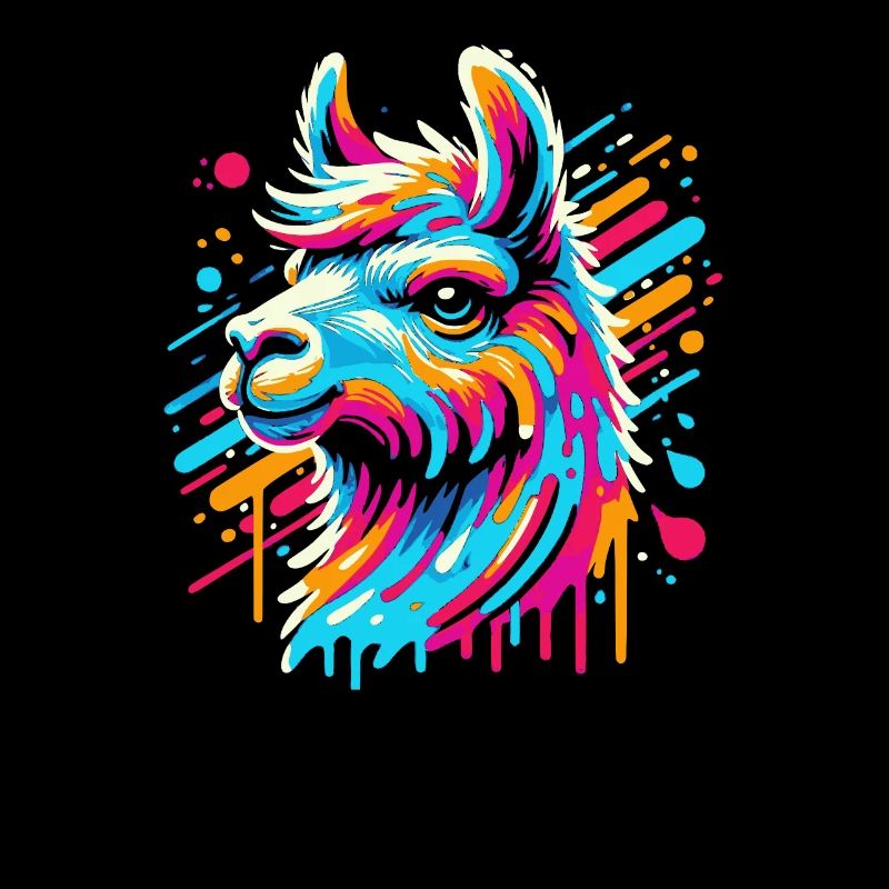 Rainbow Llama Alpaca in Bright Colors Comic Art