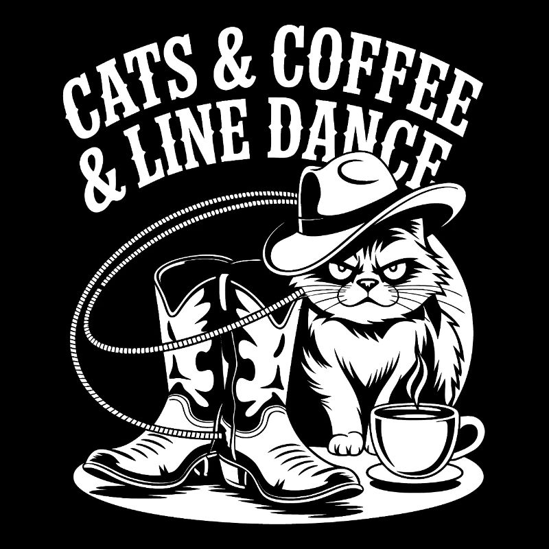 Katzen Kaffee und Line Dance. Linedance Geschenk