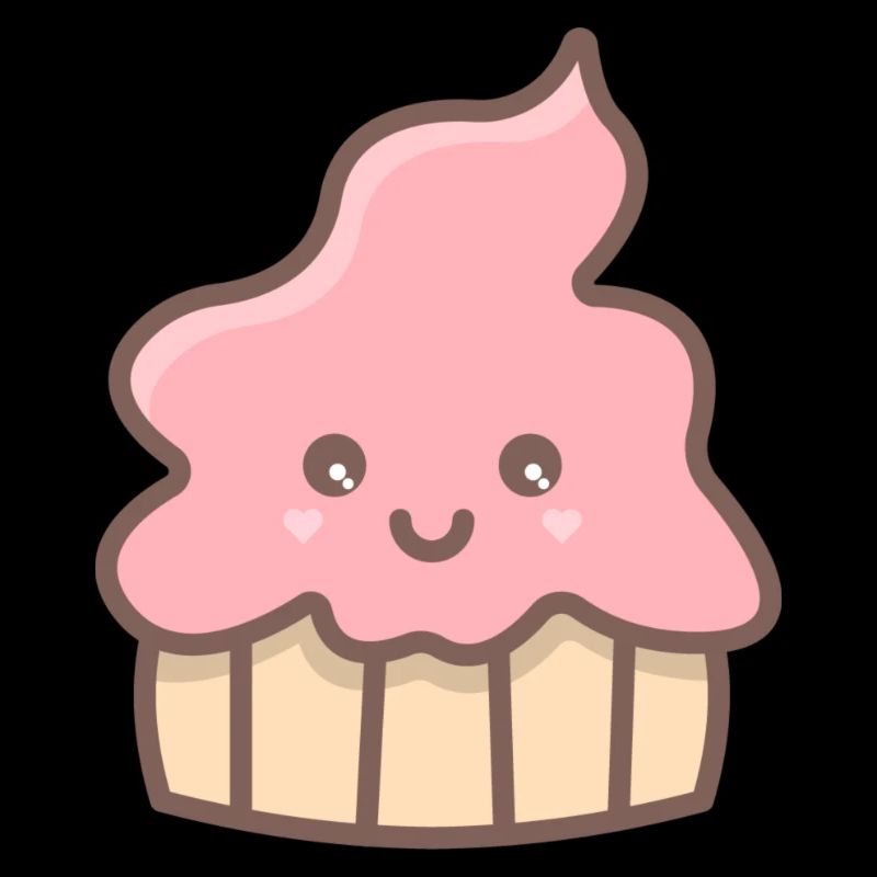 Petit gâteau muffin mignon doux sucré avec visage
