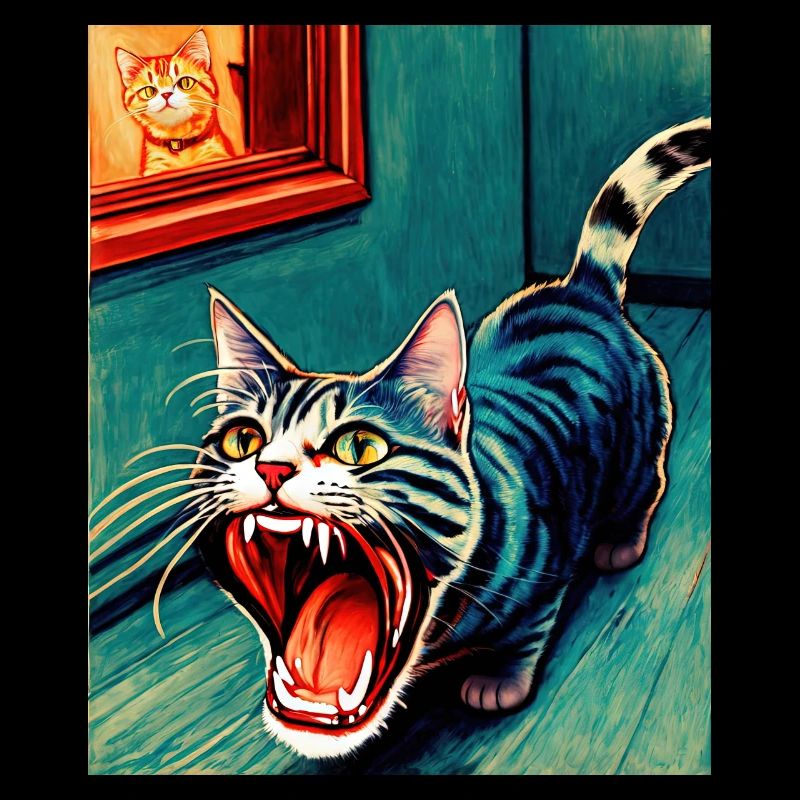 Impressionistic Funny Cat Screaming Impressionism