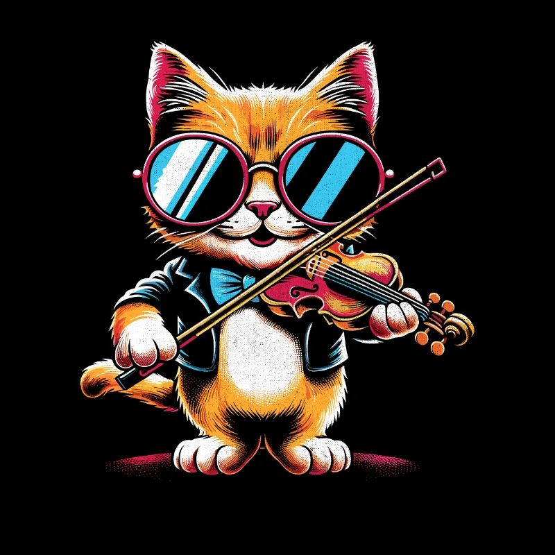 Chat Jouant Du Violon Instrument Violoniste Violon Vi