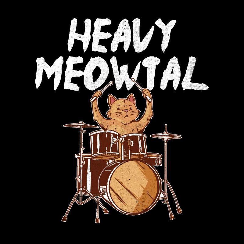 Heavy Meowtal Drumming Drum Drummer Cat Lover