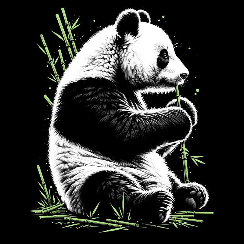 Cute panda with green bamboo