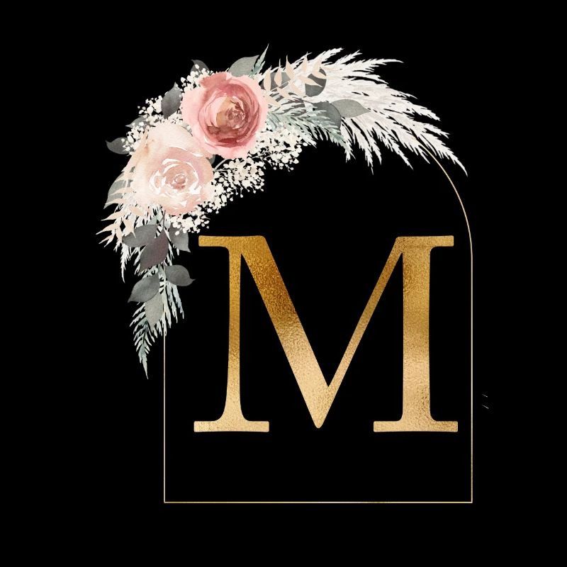 Personalisierbar Monogramm M Blumen Bogen