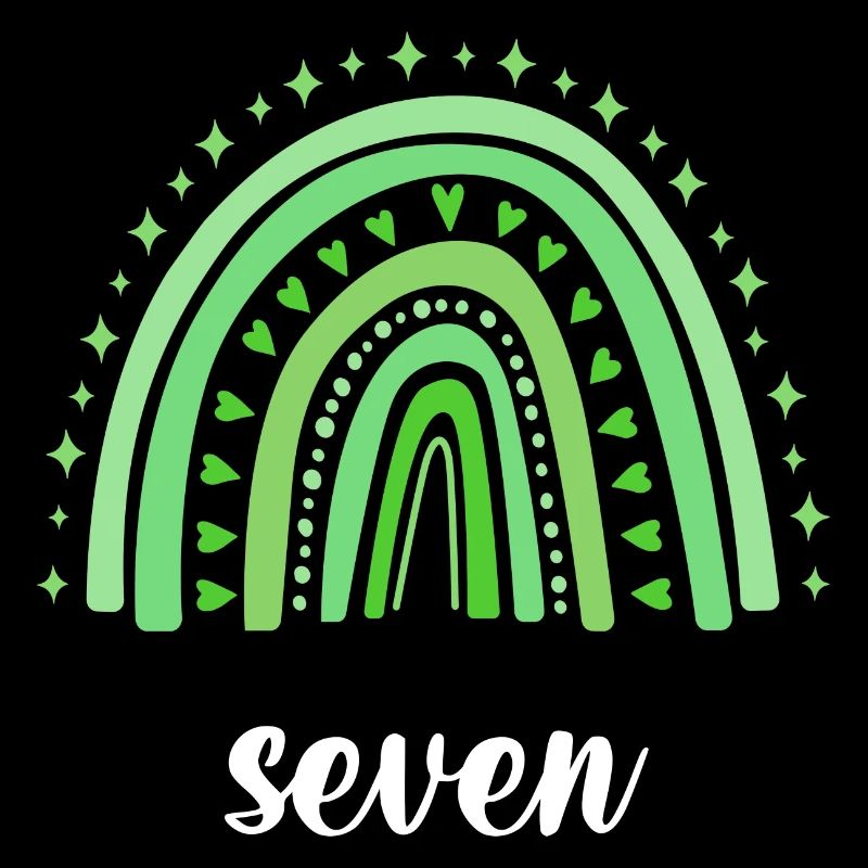 Green Rainbow Seven Years 7th Birthday