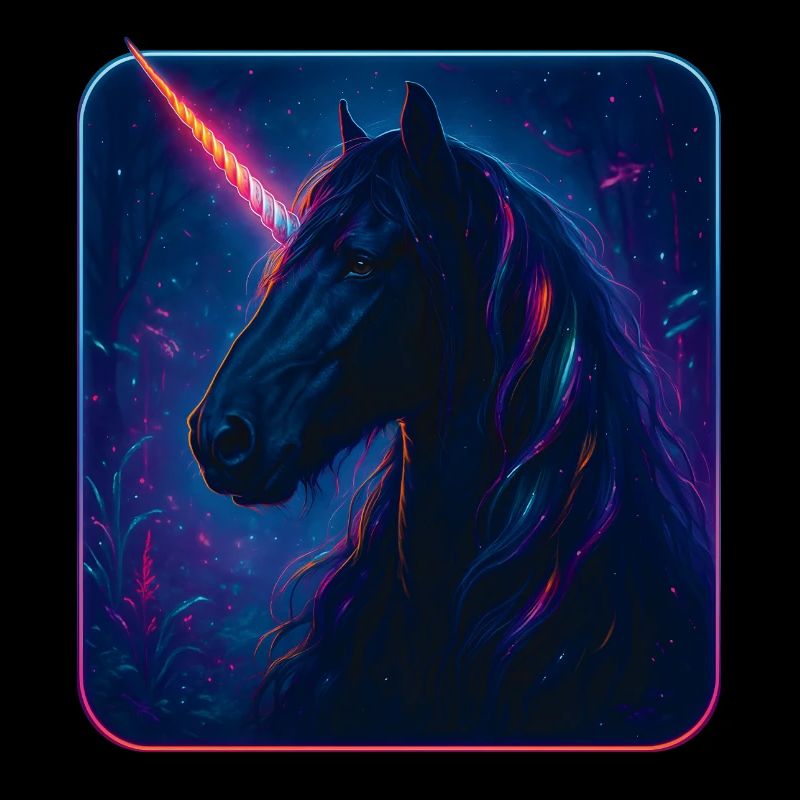 Cheval frison comme design de licorne néon