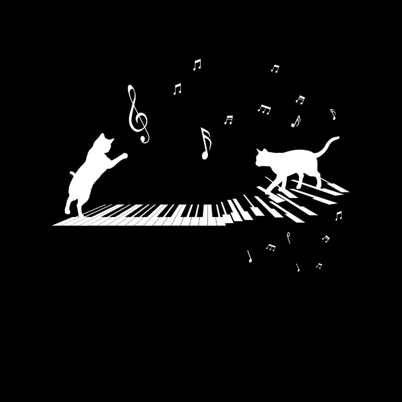 Le chat au piano joue avec des notes - musique