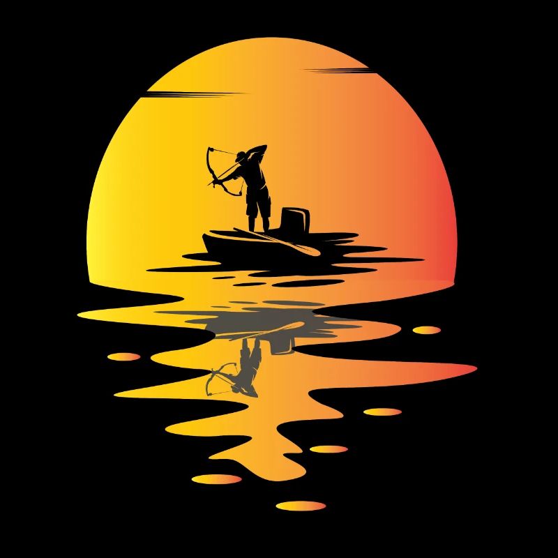 Bogenfischen Sonnenuntergang