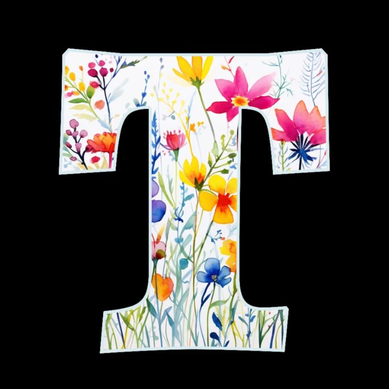 Buchstabe T, Monogramm, Blumenmuster
