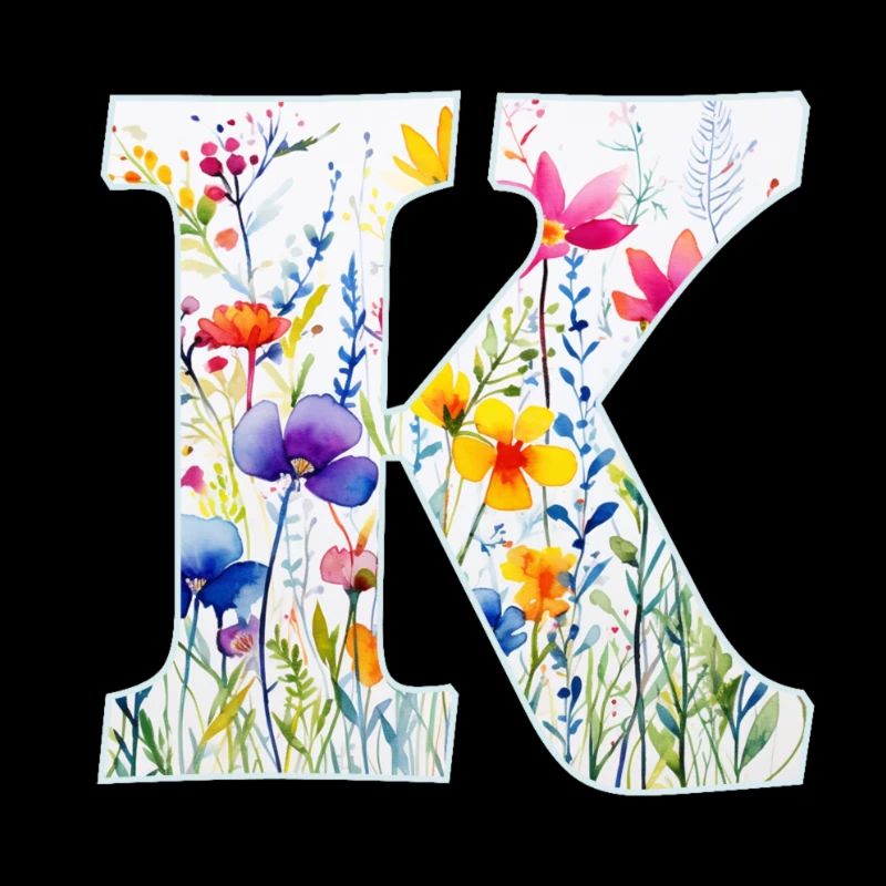 Buchstabe K, Monogramm, Blumenmuster