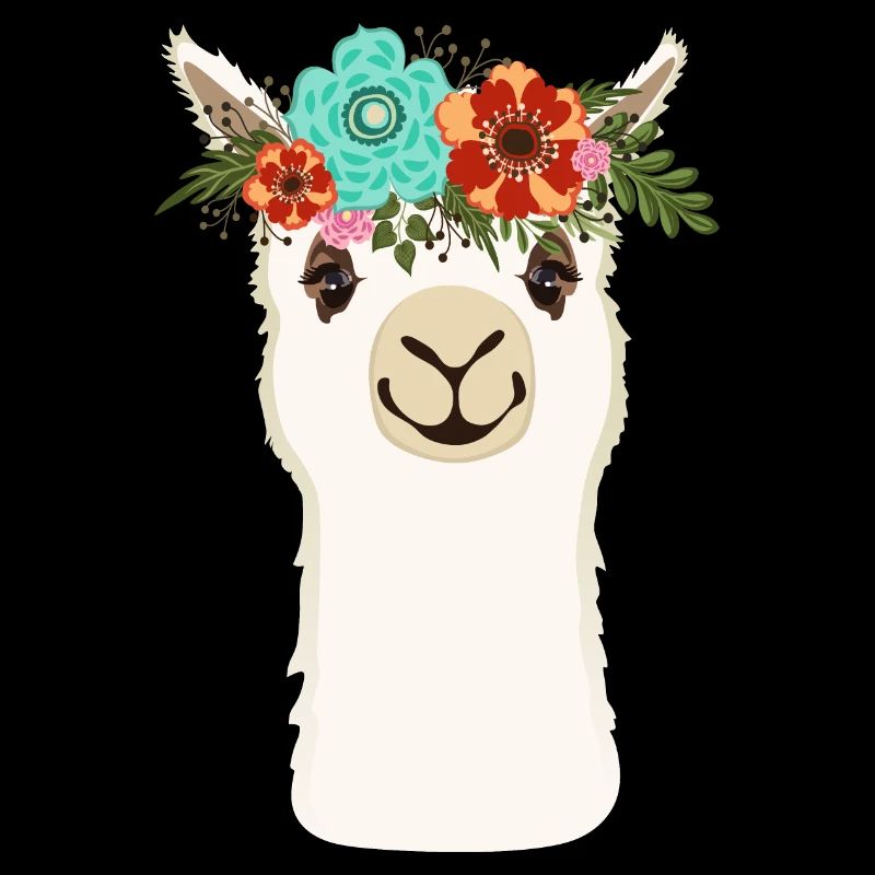 Alpaka mit Blumen