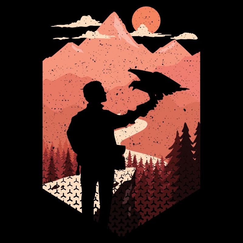 Falconer outdoors design falconry hawking falconer
