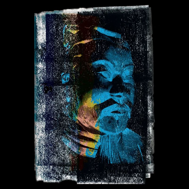 Blue Samurai Warrior Japan Bushido Ink Graphics