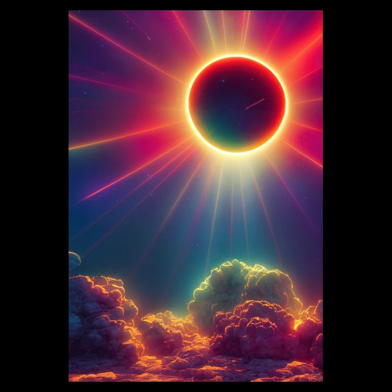 Sonnenfinsternis mit Regenbogenfarben