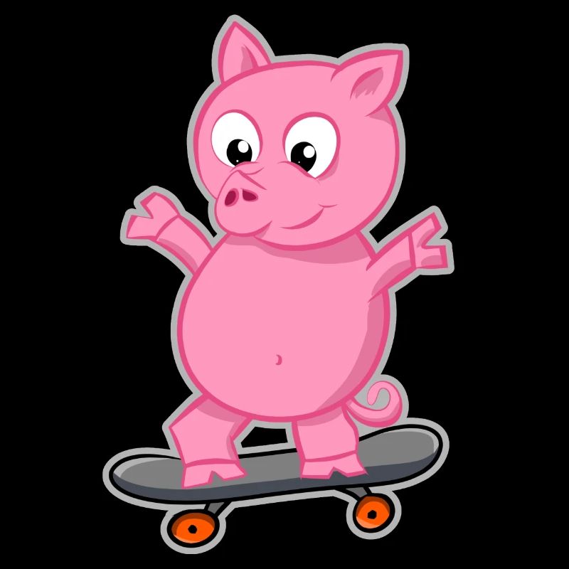 Pig with skateboard