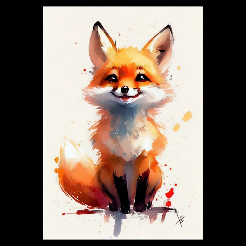 Fox Fox Animal Watercolor