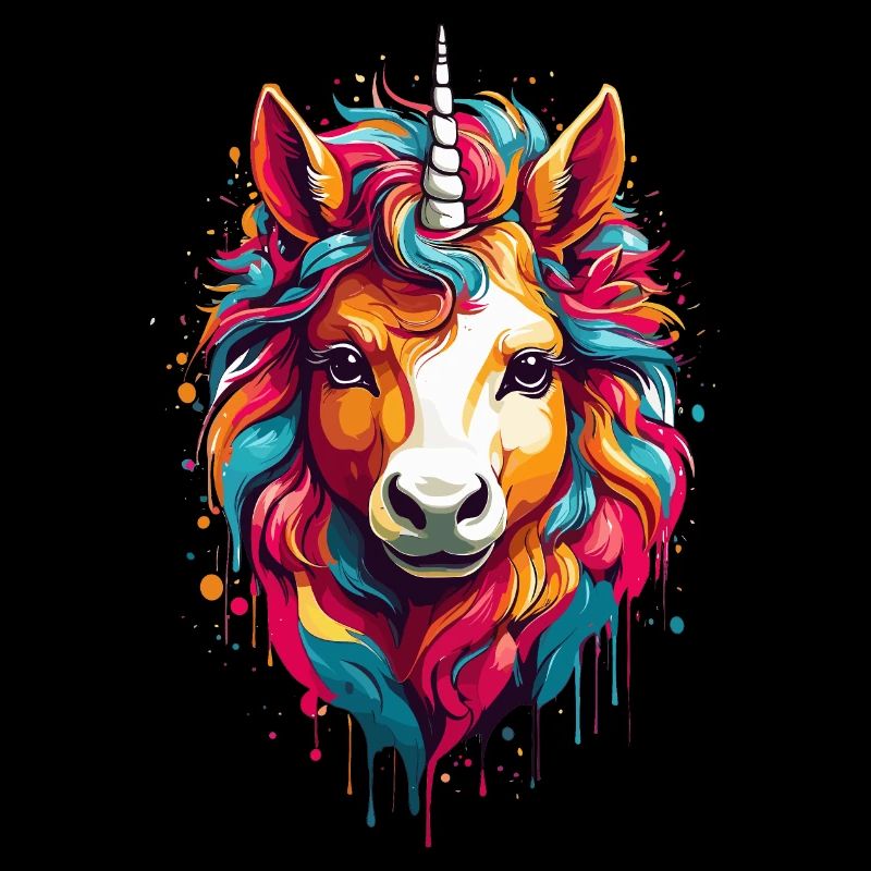 Buntes Einhorn-Pferdchen im Regenbogenrausch