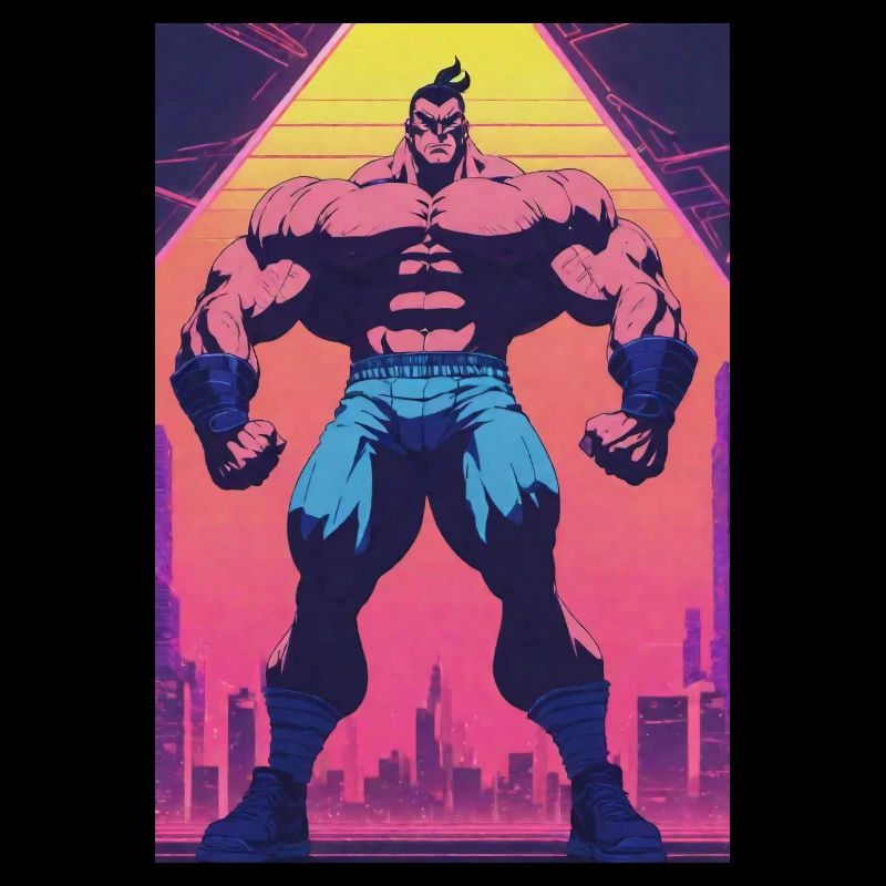 80s anime-style bodybuilder