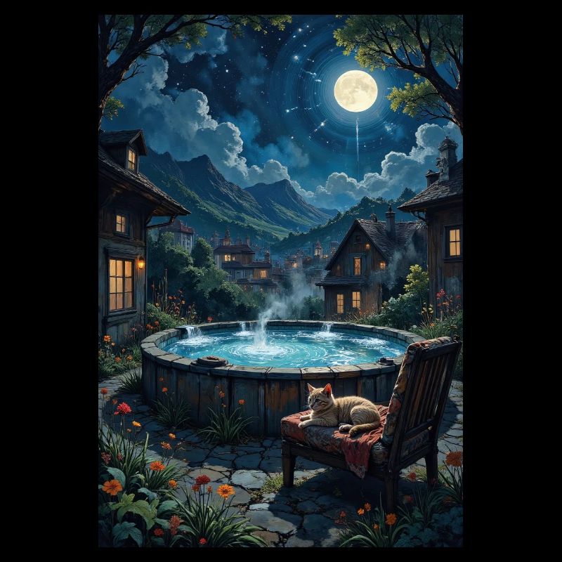 Paysage avec un chat.