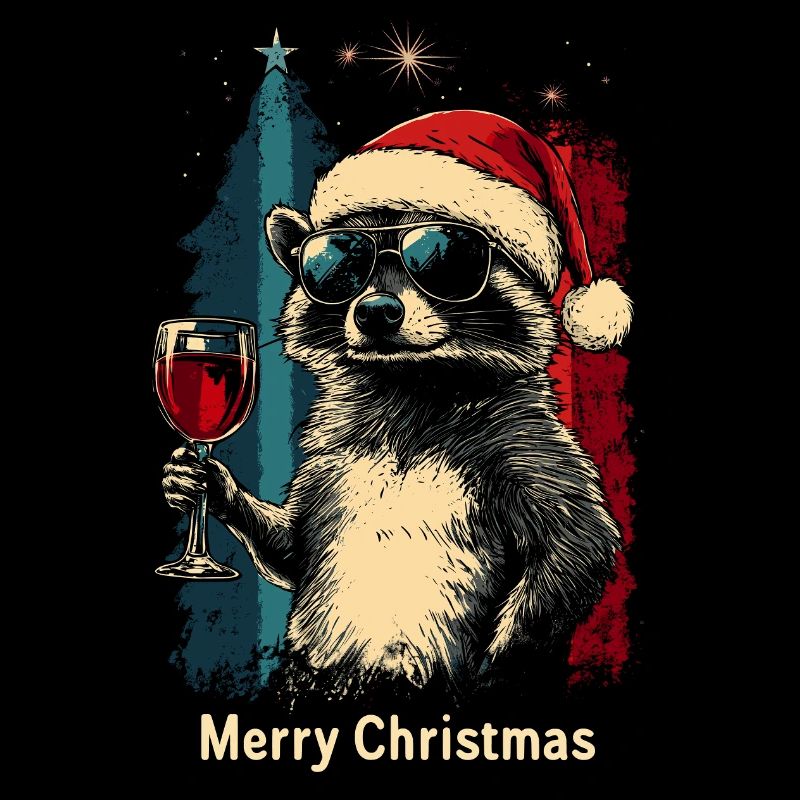 Weihnachten Wein Waschbär