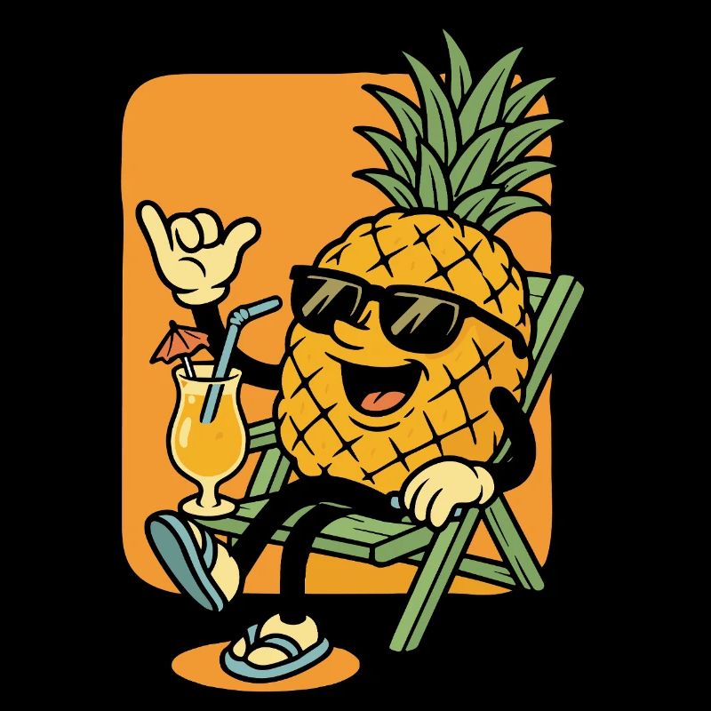 Cool pineapple in vacation mode
