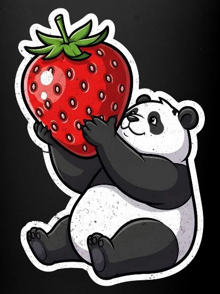 Panda fraise ami autocollant