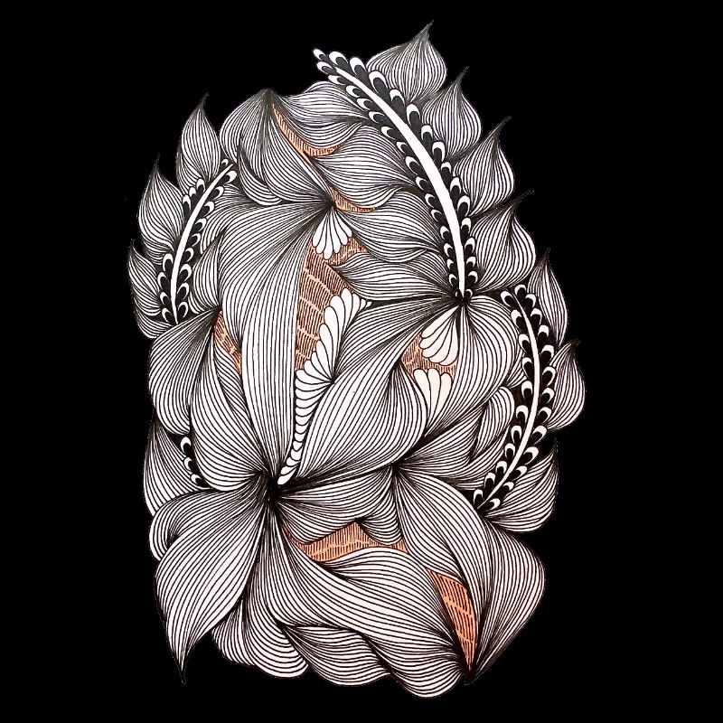 Black and White Flower Vine Pattern