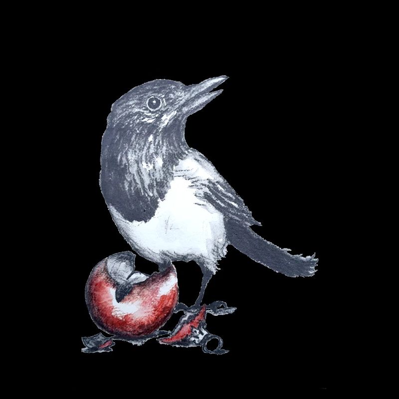 Elster mit Weihnachtsball