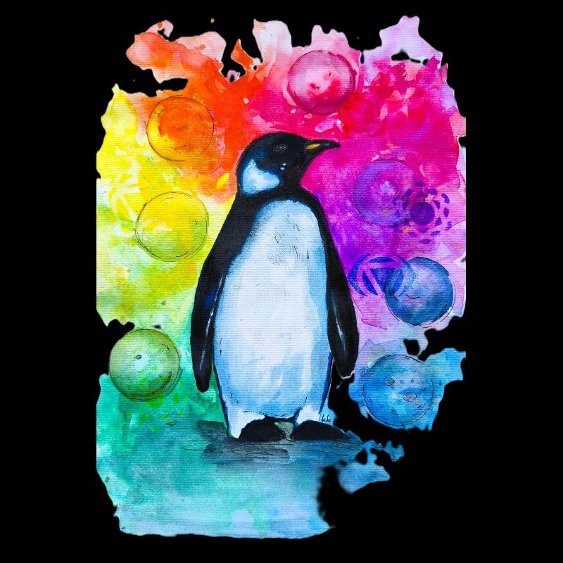 Aquarelle colorée de pingouin