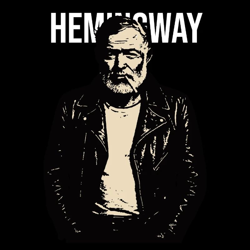 Ernest Hemingway Portrait with Bold Text