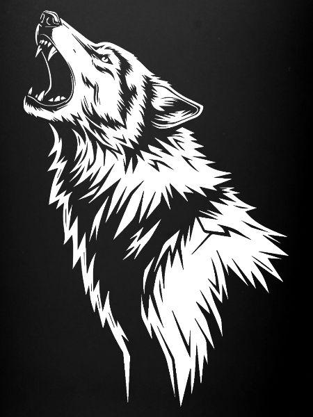 Heulender Wolf in Silhouette