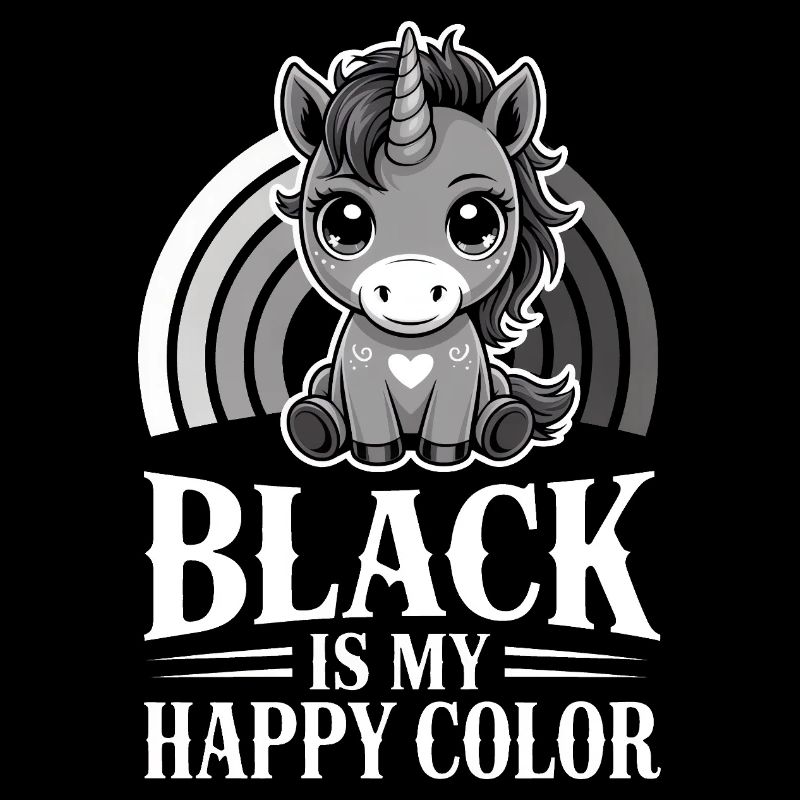 Unicorn Rainbow : Le noir est ma couleur heureuse