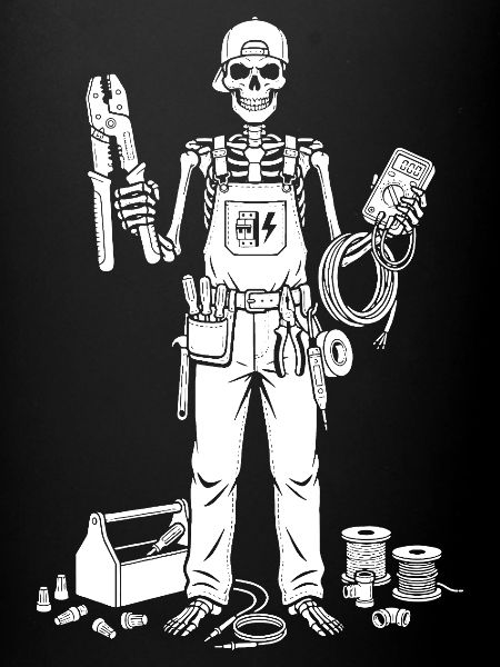 Skeleton Electrician with Toolkit