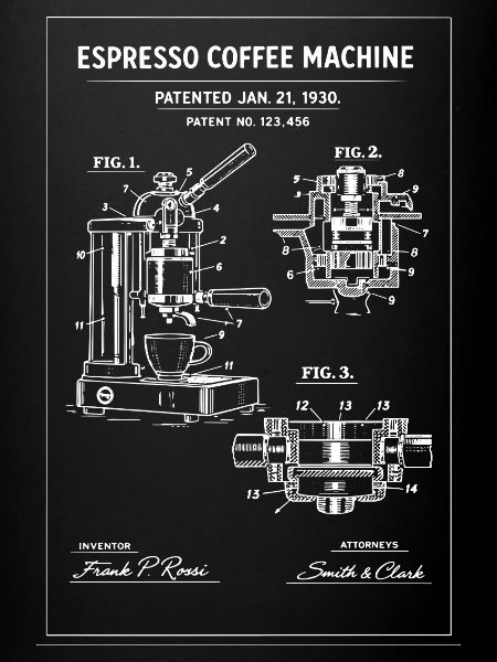 Espresso Machine Blueprint Sketch
