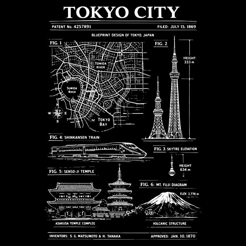 Tokyo City Blueprint Map