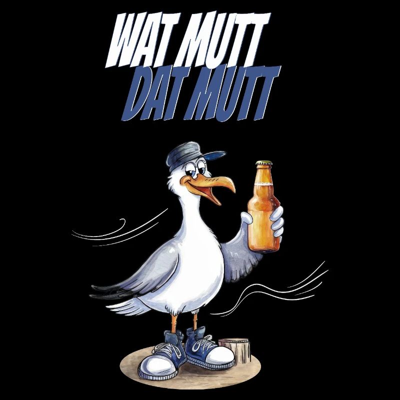 Wat mutt dat mutt Möwe Party Nordsee Humor