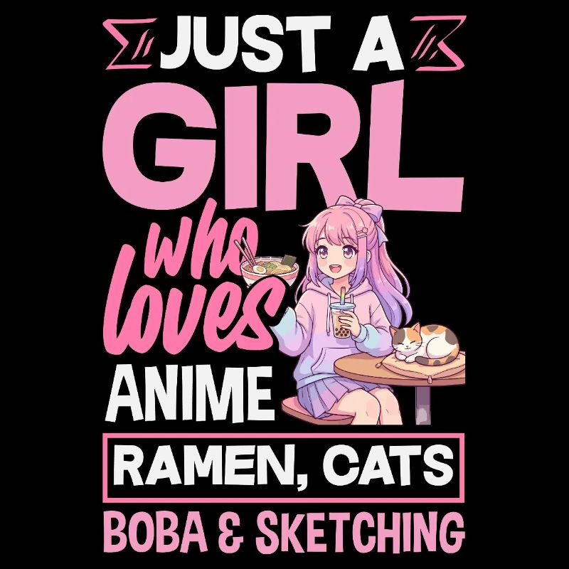 Filles d’anime Ramen Chats Boba Dessin