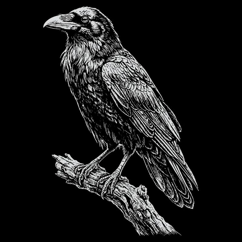 Raven sitzt auf dem Ast